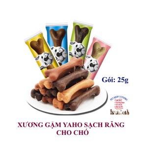 XƯƠNG GẶM CHO CHÓ THÚ CƯNG Yaho Clean Teeth Hình cục xương Gói 25g Giúp sạch răng Thơm miệng Loại bỏ mảng bám răng