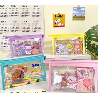 Bóp bút trong suốt to dễ thương đựng vừa máy tính đồ mỹ phẩm tiện dụng