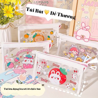 Túi Bút Trong Suốt,Túi đựng bút/mỹ phẩm đa năng trong suốt họa tiết dễ thương phong cách Nhật Bản sức chứa lớn 20*12.5*8