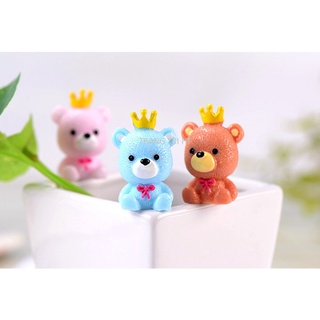 Gấu bông vương miện phụ kiện trang trí charm slime