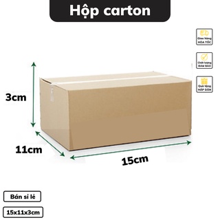 Hộp 15 x 11 x 3 cm bìa carton dày 3 lớp dày dặn đóng hàng gói quà chắc chắn nhiều kích thước có bán sỉ lẻ