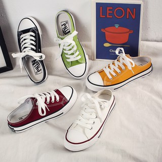 Giày sục đạp gót cv trơn full box, giày lười ulzzang vải canvas chất lượng cao