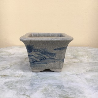 Chậu bonsai Vuông mini Men rạn gốm Bát tràng 1 size BM-110