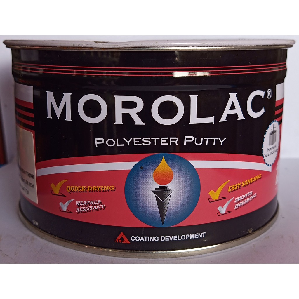Tặng Dao Nhựa, 95k/Bộ, Mua trên 2 giá rẻ hơn, Matít (bột trét) Morolac Polyester Putty 1Kg