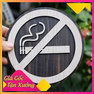 Bảng Gỗ Trang Trí Decor - Mẫu Cấm Hút Thuốc, No Smoking - Bảng Gỗ Woody