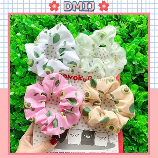 [Mã FAMARAL2 giảm 10K đơn 50K]Cột Tóc Vải Scrunchies Họa Tiết Quả Bơ, Dây Buộc Tóc Scrunchies