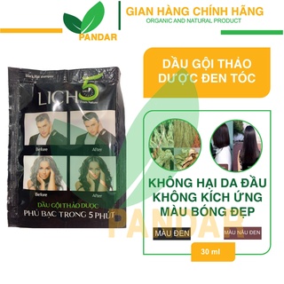 [MỘT GÓI] Dầu gội thảo dược đen tóc LICH5 Gội đen tóc bạc sau 5 phút, PANDAR