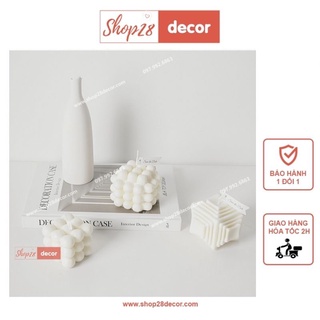 Nến thơm trắng hình lập phương trang trí - Shop28Decor.com