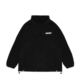 Áo khoác dù nam form rộng local brand ONTOP màu đen cổ trụ - Basic High-neck Jacket