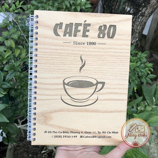 Sổ ghi chép kế toán, chi tiêu hàng ngày , ghi lưu bút , kỷ niệm ngày hè, chất liệu gỗ tự nhiên, khắc tia laze hiện đại