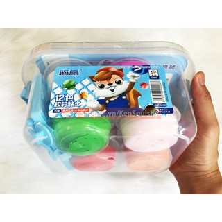 Bộ Đất Sét Soft Clay 12 Màu Nguyên Hộp Tặng Khuôn và Dụng Cụ Nhựa