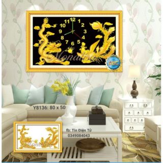 TRANH ĐÍNH ĐÁ ĐỒNG HỒ LONG PHỤNG Y8136 : 80 X 50