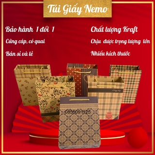 Túi giấy đựng quà Kraft in  họa tiết cực xinh, Giấy dai và bền