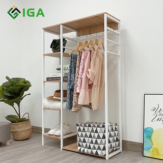 Tủ Kệ Treo Quần Áo Khung Sắt Kệ Gỗ L Hanger Thương Hiệu IGA GM08