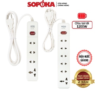 Ổ cắm điện liền dây chịu tải 1200W SOPOKA 3M1-6M1 công tắc an toàn