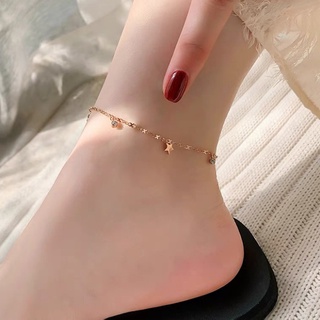 Lắc chân titan ngôi sao gắn đá trắng cách điệu