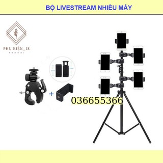 Giá đỡ kẹp điện thoại gắn vào tripod hỗ trợ livestream,live quay phim nhiều máy cùng lúc, gắn xe đạp giá rẻ