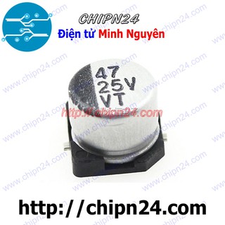 [5 CON] Tụ nhôm 47uF 25V 6x5mm [SMD Dán]