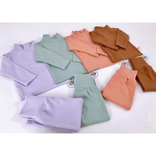 bộ cotton bozip quần cạp cao cho bé