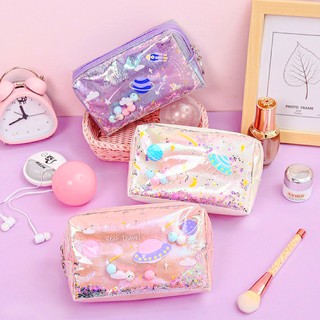 Hộp bút siêu rộng hình vũ trụ chống thấm phối hạt sequin lấp lánh chuyển động họa tiết in laser sắc nét BBShine – H045
