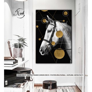 Tranh canvas ngựa hiện đại MÃ ĐÁO THÀNH CÔNG trang trí nội thất gồm khung