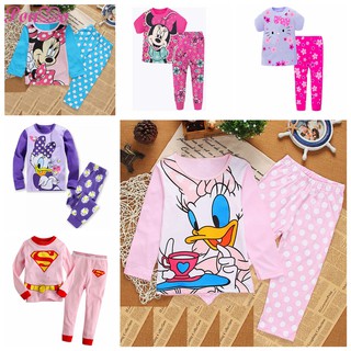 MINNIE DONALD DUCK Bộ Đồ Ngủ Dài Tay In Hình Hoạt Hình Dễ Thương Cho Bé Từ 2-7 Tuổi