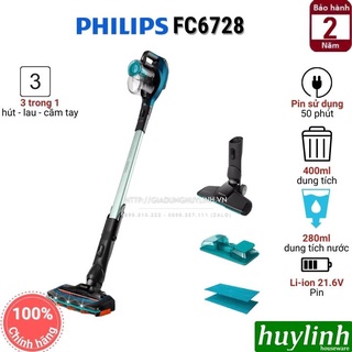 [Mã ELHAMS5 giảm 6% đơn 300K] Máy hút bụi dùng pin có cán Philips FC6728 - 3 trong 1 - chính hãng