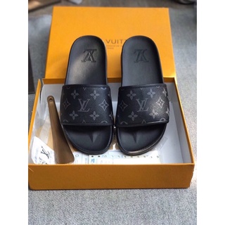 Dép Nam LV Hoạ Tiết Trang Trí nâu đen full size 38-43