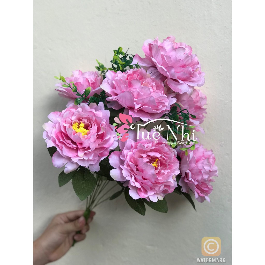 Chùm Hoa Mẫu Đơn - Hoa Lụa Cao Cấp