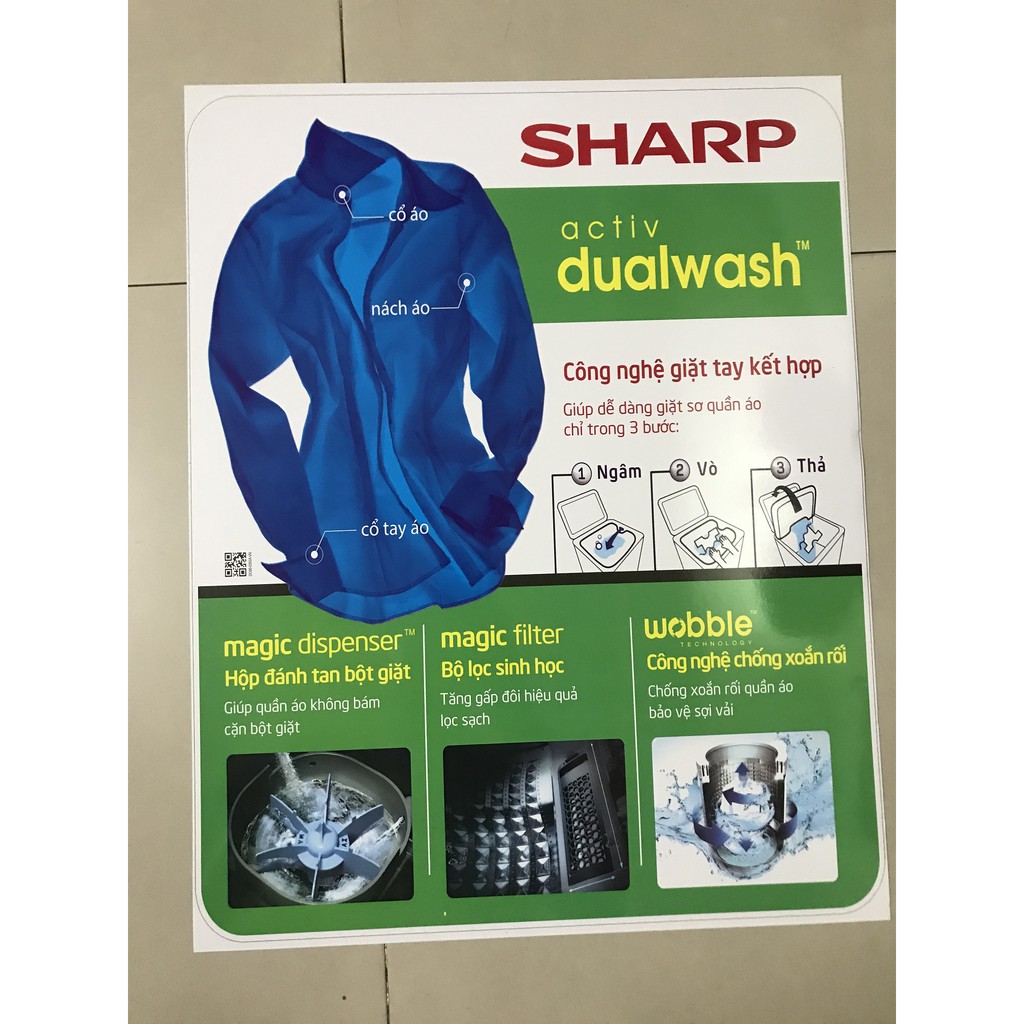 tem dán máy giặt Sharp - miếng dán máy giặt Sharp