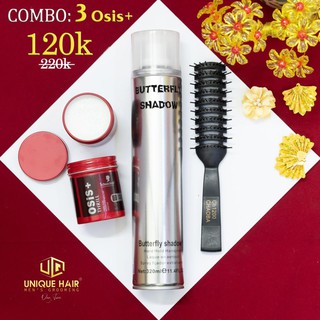 [ Chính Hãng Store ] Combo Sáp Vuốt Tóc Osis + Gôm Butterfly + Tặng lược Chaobao ( hoặc kính thời trang )