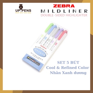 Bộ 5 bút đánh dấu hai đầu Zebra Mildliner Double-Sided Highlighter – Fine/Bold – 5 Cool &amp; Refined Color Set