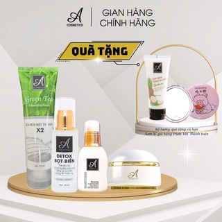 Bộ Acosmetics VIP02 gồm 1 Sữa rửa mặt 120ml 1 Nạ Detox 80ml 1 Serum 50ml 1 Kem Face 50g, tặng dừa+gương