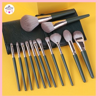 Bộ cọ trang điểm 14 cây - Cọ trang điểm cá nhân và chuyên nghiệp mã BC014 (xanh rêu)