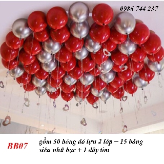 Set Bóng Bay Tặng Kèm Dây Tim Buộc Bóng Trang Trí Phòng Cưới