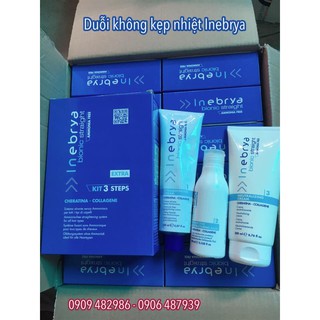 Thuốc duỗi tóc tơ mảnh không cần kẹp nhiệt Inebrya Italy Kit 3