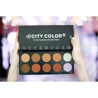 Bảng Kem Nền Và Che Khuyết Điểm 10 Ô City Color 10 Color Foundation and Concealer Palette