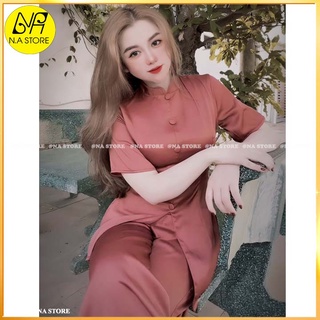 Đồ Lam Đi Chùa - Bộ Đi Lễ Chùa Cho Nữ Đẹp Vải Lụa Kết Nút 2022 Dành Cho Phật Tử AL031++
