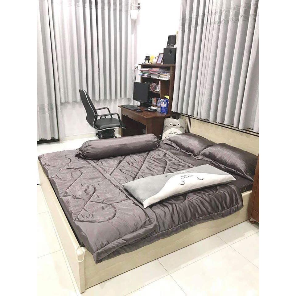 Bộ Drap Phi Lụa mềm mát Màu Xám Đậm