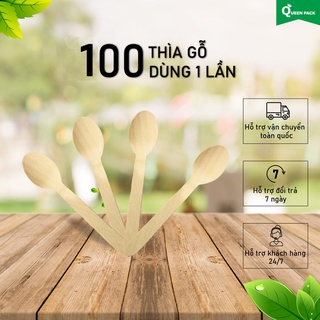 SET (100 cái) Thìa Gỗ, Muỗng Gỗ Dài 10cm/16cm Dùng 1 Lần Hàng Cao Cấp An Toàn Cho Môi Trường