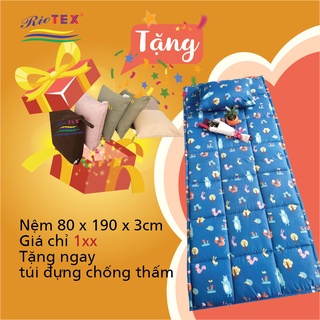 Set nệm cá nhân Riotex, có tặng ruột gối và vỏ gối kèm túi đựng chống thấm tiện lợi.