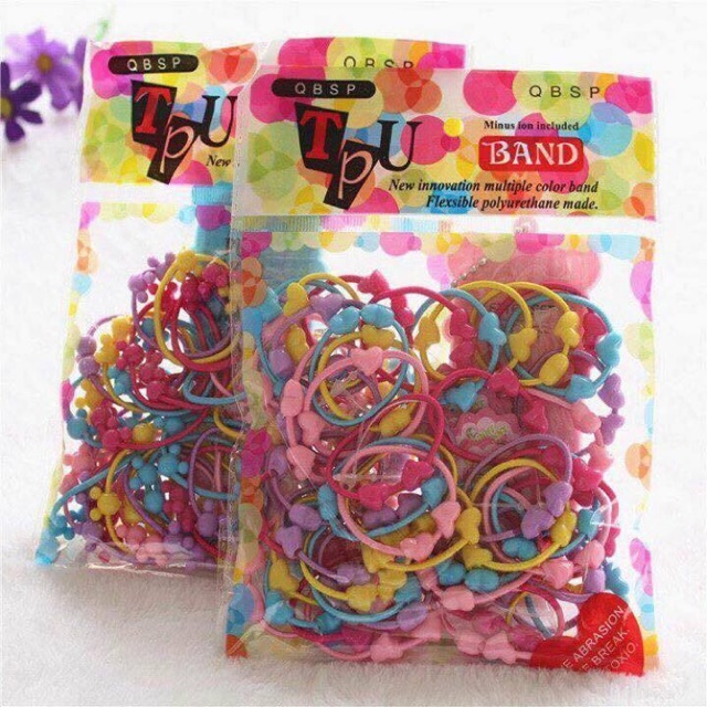 Set 50 thun cột tóc bé gái
