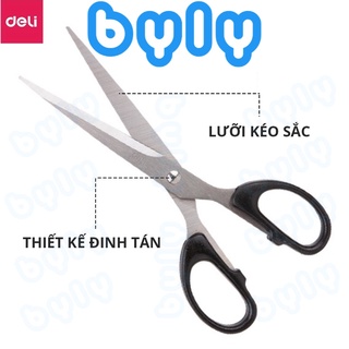 [Ship hỏa tốc] Kéo văn phòng dài 180mm chất liệu lưỡi thép Deli - 6009 - ByLy Store
