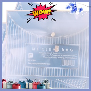 [Thanh lí xả kho]Túi Clear bag/ khuy bấm/ đựng bài kiểm tra/ file đựng tài liệu khổ A4 Trà My 17930