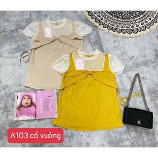 XẢ KHO_Áo Bầu Cộc tay thời trang phối vải Voan điệu đà cho mẹ bầu mặc hè A103