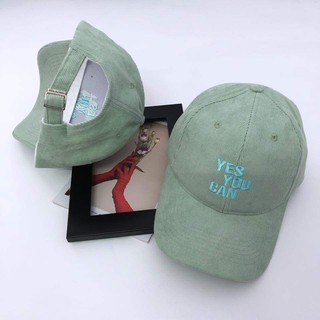 Nón lưỡi trai nam nữ chất vải nhung gân tăm thêu YES YOU CAN phong cách thể thao
