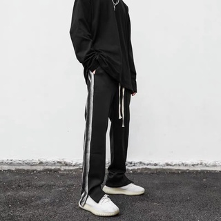 Quần Dài Nam Nữ Unisex Mùa Hè Ống Suông Dáng Rộng Phối Hai Sọc Kẻ Loang Xẻ Gấu Thời Trang Zenkonu QUAN NAM 1000113