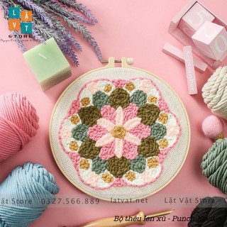Bộ Len Xù Sen Đá Sắc Màu - Punch Needle