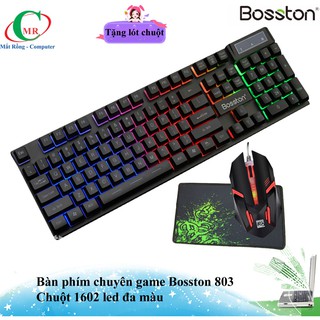 [Tặng lót chuột w3] Combo Bàn phím Bosston 803 và chuột led 1602