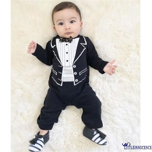 Bộ áo tay dài liền quần ống dài phong cách quý ông dành cho các bé trai sơ sinh